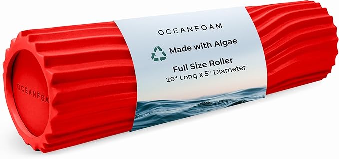 Oceanfoam Tidal Roller - Red - Muscle Massage Foam Roller for Back Pain & Stretching - Firm and