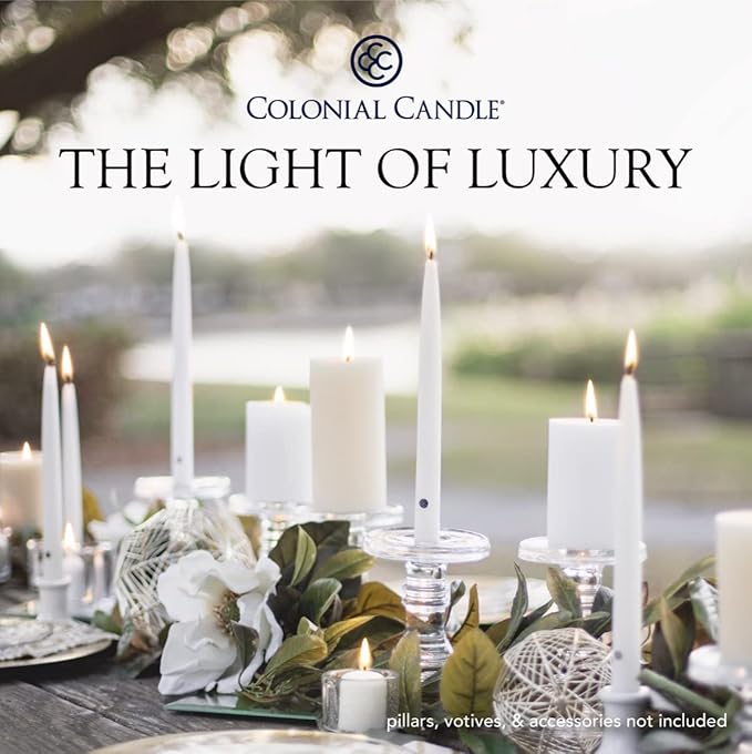 Colonial Candle Unscented Taper Candle, Classic Collection, Coastal Blue, 8 in, Pack of 12 - Up to