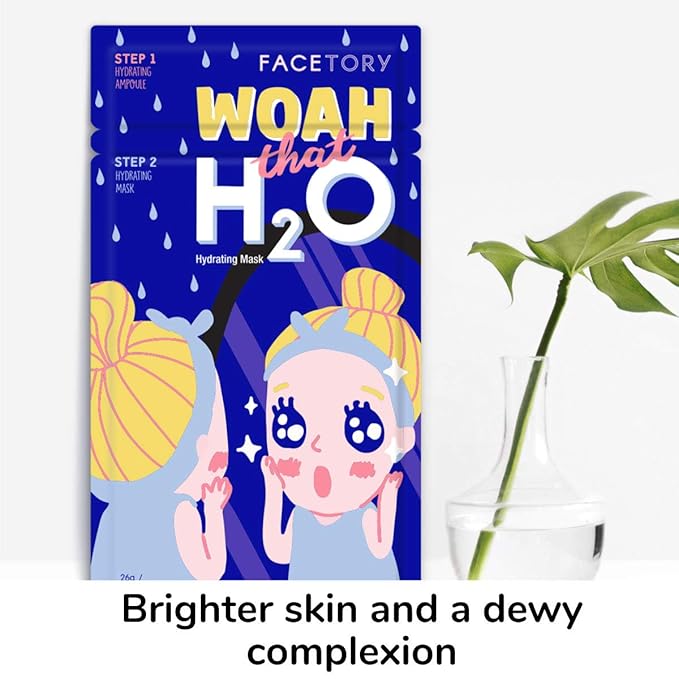 FACETORY K Beauty Face Mask Skin Care - Woah That H2O 2-Step Sheet Mask with Ceramide & Sodium