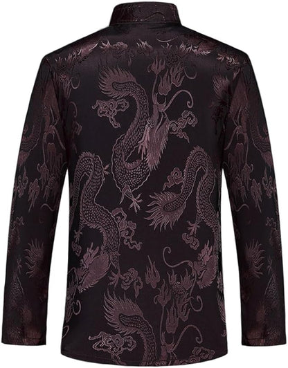 wecotton Tang Suit Men Hanfu Chinese Traditional Clothes Kung Fu Shirt Uniform Long Sleeved Coat