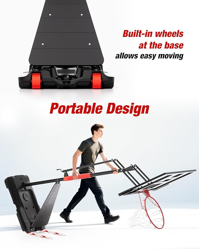 Portable Basketball Hoop Height Adjustable 4.0-10ft: Outdoor Basketball Goal System for Kids Youth