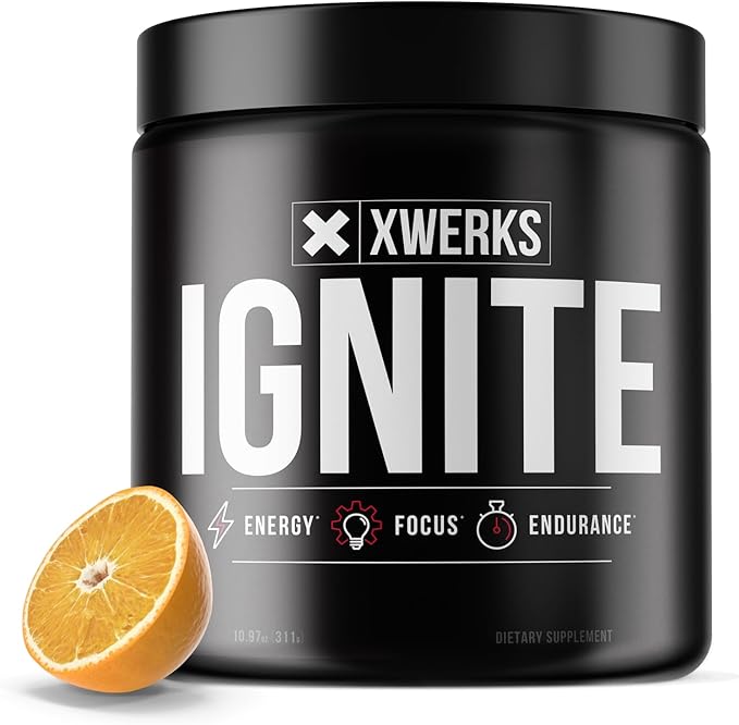 Xwerks Ignite Orange Pre Workout Powder, Natural Keto Pre Workout for Women and Men with Explosive