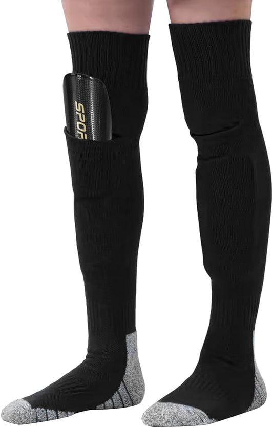 Youth Soccer Shin Guard Socks, Built-in Protective Pads, Kids Knee High Football Athletic Team