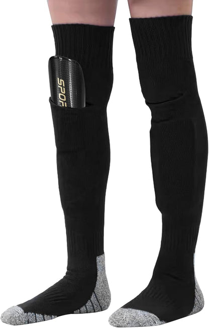 Youth Soccer Shin Guard Socks, Built-in Protective Pads, Kids Knee High Football Athletic Team