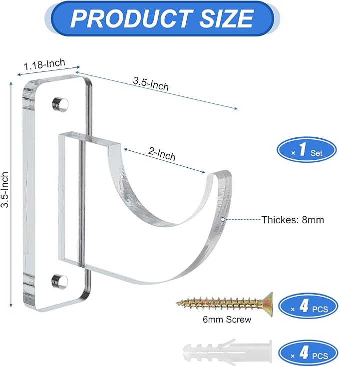 uxcell Sword Wall Mount Holder, 1 Set Acrylic Light Saber Display Rack Wall-Mounted Sword Stand