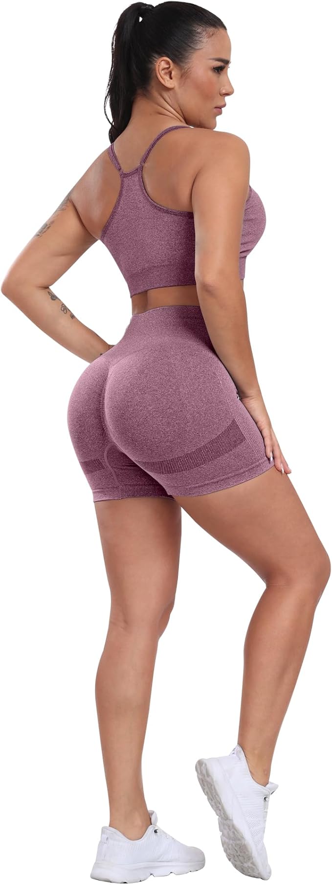 CHRLEISURE Women's 4 Packs Workout Gym Shorts, High Waisted Butt Lifting Scrunch Butt Seamless