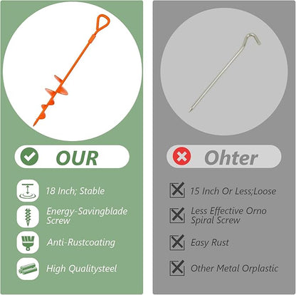 Phopich 18''/30" Long Ground Anchor, Heavy Duty Earth Anchors Ground Anchors Screw in Kit with