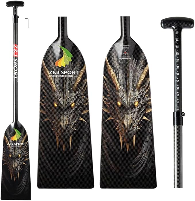 Z&J SPORT Adjustable Dragon Boat Paddle, IDBF Approved Carbon Fiber Paddle, Dragon Graphic Paddle