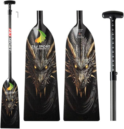 Z&J SPORT Adjustable Dragon Boat Paddle, IDBF Approved Carbon Fiber Paddle, Dragon Graphic Paddle