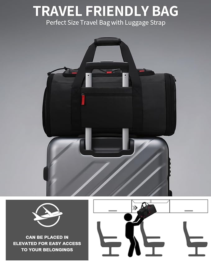 Gym Bags for Men Women, 45L Sports Travel Duffle Bag with Shoe Compartment, 3 in 1 Weekener