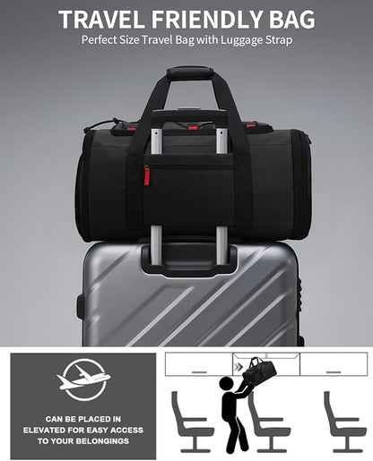 Gym Bags for Men Women, 45L Sports Travel Duffle Bag with Shoe Compartment, 3 in 1 Weekener