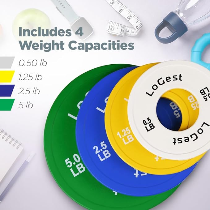 LoGest Olympic Change Weight Plates Set - For Weightlifting, Powerlifting or Gymnastics - 8-Piece