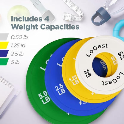LoGest Olympic Change Weight Plates Set - For Weightlifting, Powerlifting or Gymnastics - 8-Piece