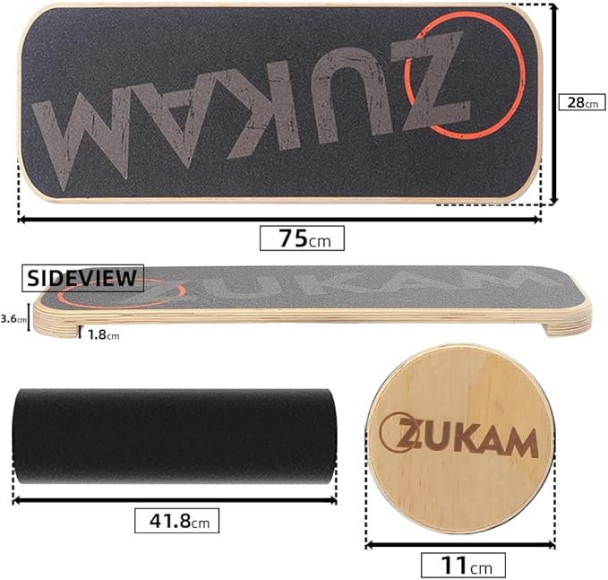 Balance Board Trainer, Wooden Balancing Board with Workout Guide to Exercise and Build Core