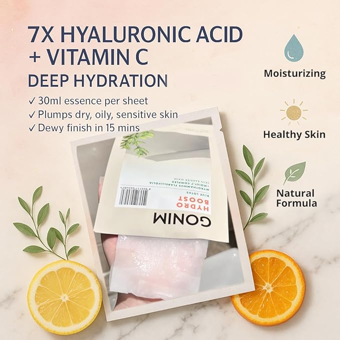 Face Mask Korean Skin Care with Hyaluronic Acid & Collagen Activation- Face Masks Skincare