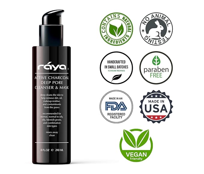 Raya Active Charcoal Deep Pore Facial Cleanser and Mask (121) | Deep Pore Cleansing Fluid for