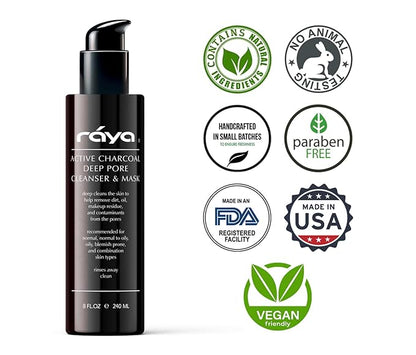 Raya Active Charcoal Deep Pore Facial Cleanser and Mask (121) | Deep Pore Cleansing Fluid for