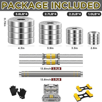 PHOEROS Adjustable Dumbbell Set - 44/66/88 LBS weights set, Dumbbell Barbell 3 in 1, Steel
