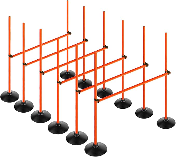 Orange Adjustable Height Agility Hurdle Set Multi-Function Soccer Trainning Pole Set Coaching