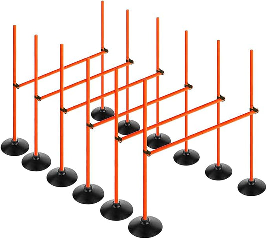 Orange Adjustable Height Agility Hurdle Set Multi-Function Soccer Trainning Pole Set Coaching