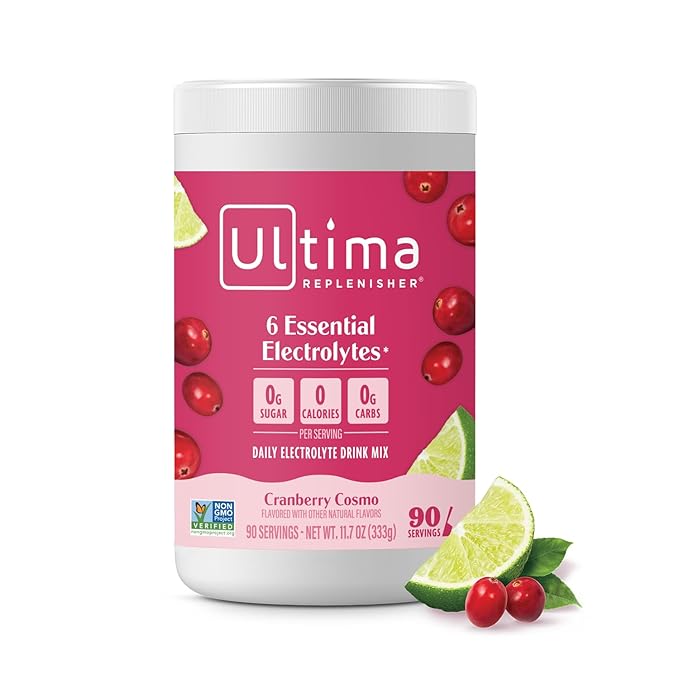 Ultima Replenisher Daily Electrolyte Powder Drink Mix – Sugar Free – Cranberry Cosmo, 90 Servings