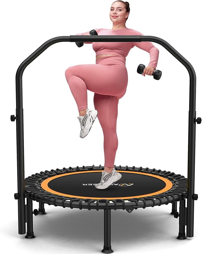 ANCHEER 40"/48" Foldable Rebounder Trampoline for Adults/Kids with Resistance Bands and Bungees