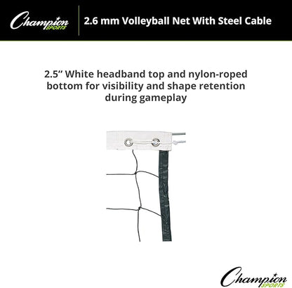 Champion Sports Braided Volleyball Nets, White, 32 x 3-Feet
