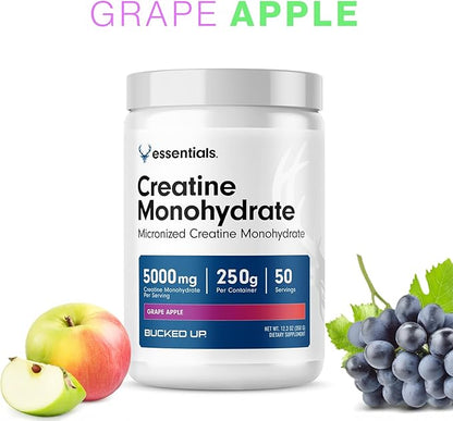 Bucked Up Grape Apple Creatine for Women and Men - Easy to Mix Vegetarian - Flavored Creatine