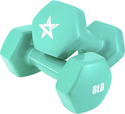 Yes4All Vinyl Hexagon Dumbbell - Dumbbells Set of 2 Hand Weights for Home Gym & Strength Training