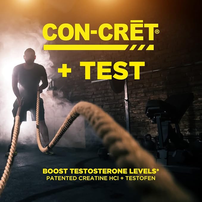 CON-CRET®+ Test, CON-CRET® Patented Creatine HCl Now with Testofen®, Boost Testosterone Levels, 60