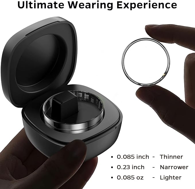 Ultra-Thin Smart Ring for Women Men,Sleep Tracker Ring with Heart Rate, Waterproof Fitness Ring for