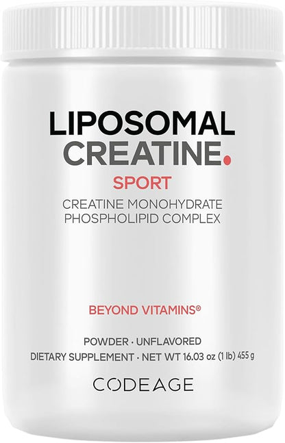 Codeage Liposomal Creatine Powder Supplement - 3-Month Supply - 5000mg Creatine Monohydrate Pre