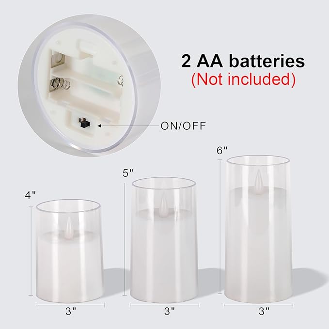 Homemory Realistic Flickering Battery Operated Candles, LED Fake Electric Candle with Remote