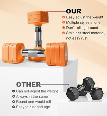 15LB 20LB 40LB 50LB Adjustable Dumbbell Set Free Weights Dumbbells Set for Women Men Hand Weights