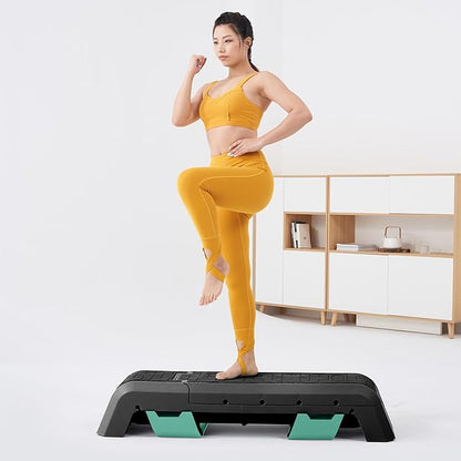 leikefitness Exercise Step Platform, Multifunctional Aerobic Deck with Cord and Adjustable Dumbbell