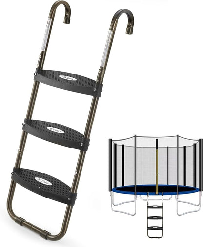 HBTower Trampoline Ladder, 3-Step Trampoline Steps with Horizontal Wide Steps, Skid-Proof Steps