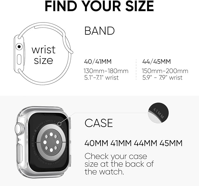 Compatible for Apple Watch Band 40mm 41mm and Case with Screen Protector, Soft Silicone Sport Strap