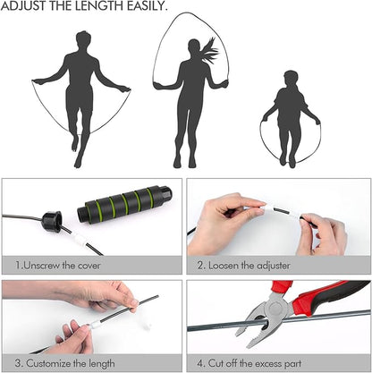Jump Rope, Tangle-Free Rapid Speed Jumping Rope Cable with Ball Bearings for Women, Men, and Kids
