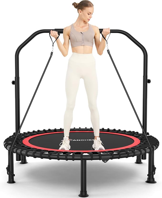 ANCHEER 40" Foldable Mini Trampoline,Max Load 450lbs/550lbs Indoor Trampoline,with 4 Level