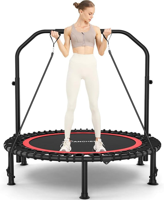 ANCHEER 40" Foldable Mini Trampoline,Max Load 450lbs/550lbs Indoor Trampoline,with 4 Level
