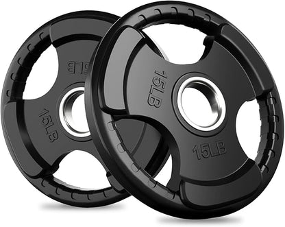 RitFit Olympic Rubber Grip Plates for Barbell, 2-Inch Weight Plates for Weightlifting and Strength