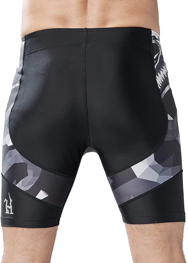 HUGE SPORTS Men's Rash Guard Swim Shorts Compression Swimming Jammer Cool Dry Active Swimsuit