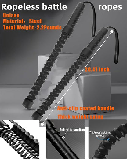 Basan Ropeless Battle Rope for Home Gym,Heave Duty Home Gym cordless Battle Rope for Advanced