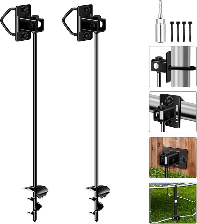 26" Ground Anchors Screw-in Payivsve, Multi-Purpose Trampoline Stakes Heavy Duty, 3" Wider Spiral