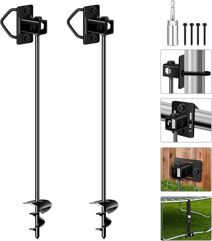 26" Ground Anchors Screw-in Payivsve, Multi-Purpose Trampoline Stakes Heavy Duty, 3" Wider Spiral