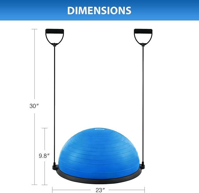 ZELUS Balance Ball Trainer with Resistance Bands and Foot Pump, Inflatable Yoga Ball for Home Gym