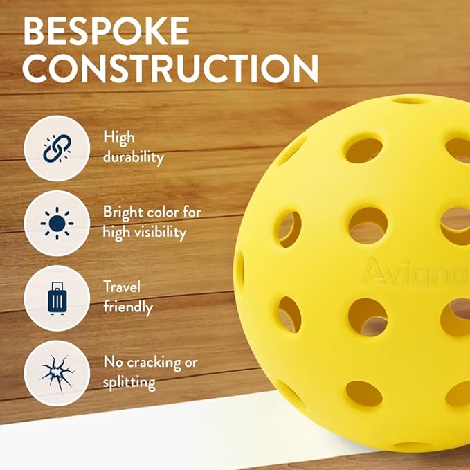 Aviana Outdoor Pickleball Balls - USAPA Approved for Tournament Play | Durable 40-Hole Design |