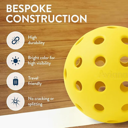 Aviana Outdoor Pickleball Balls - USAPA Approved for Tournament Play | Durable 40-Hole Design |