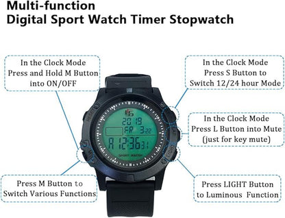 FCXJTU Digital Sports Stopwatch Timer 10/100 Lap Split Memory Stopwatch Calendar Alarm, Pace Mode