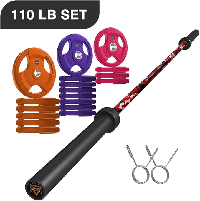 7FT Olympic Barbell Bar with Weight Plate Set Combo, Solid Olympic Bar with Bearings, 700Lbs